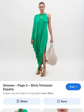 Silvia Tcherassi Vibrant Green One-Shoulder Draped Gown